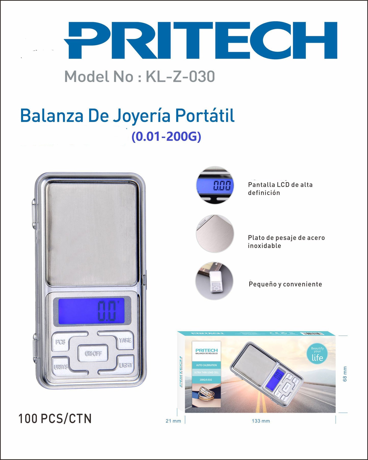 PRITECH Báscula digital KL-Z-030