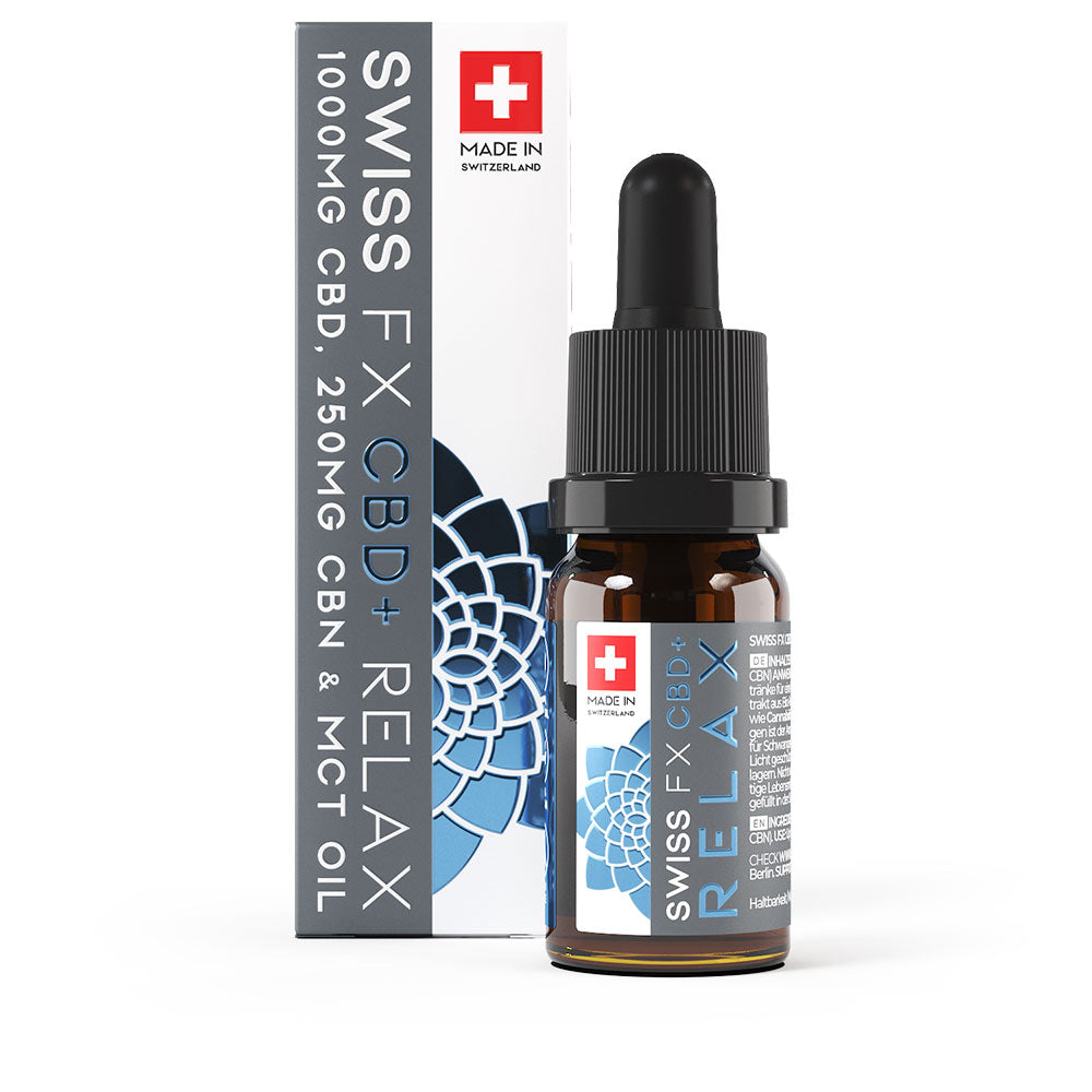 SWISS FX RELAX
 (CBD Aislado 10%, CBN 2,5% , aceite MCT)