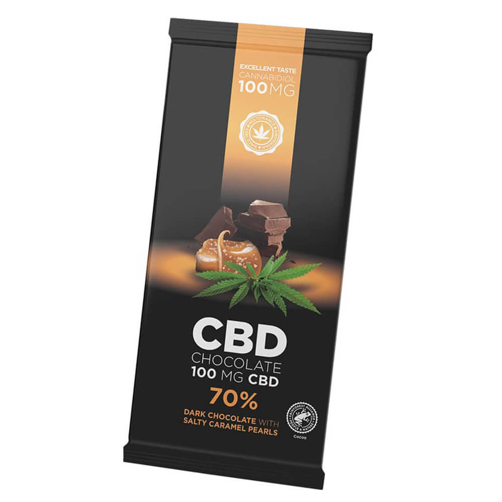 HAZE CBD Chocolate de Cannabis 70% Negro Caramelo Salado 100mg